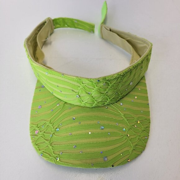 LADIES Fashion Glitter Sequin  Velcro Green Visor Golf Travel Cap Headwear - Picture 13 of 16